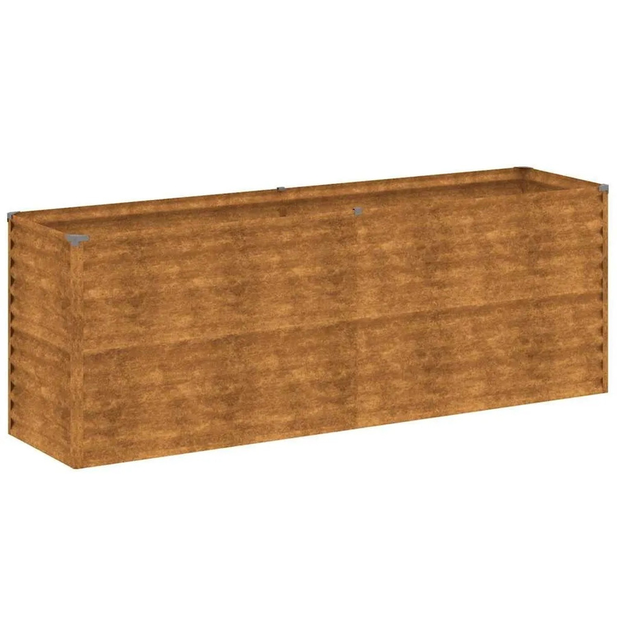 DELUKE Hochbeet AKSEL aus Cortenstahl in Braun, Metall-Pflanzenbeet für Gemüse und Blumen, B/T/H: 196 x 50 x 69 cm - Bild 2