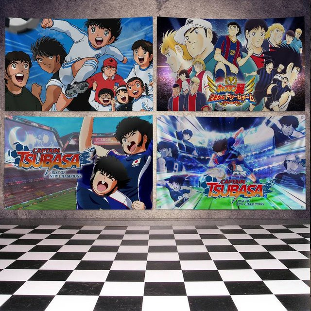 Anime Captain T-Tsubasa Flagge aus Polyester in Blau mit Vierlöchern für Outdoor und Raumdekoration, B x H: 50 x 70 cm - Bild 1