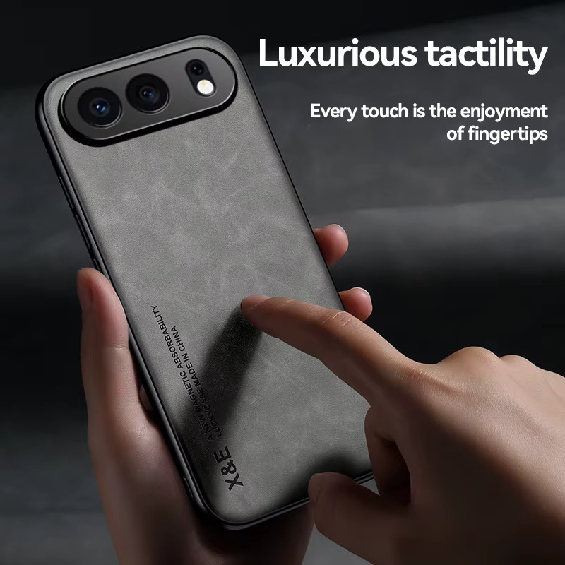 EUCAGR Handyhülle aus PU-Leder für Honor 500 Pro, Honor 500 Smart und Honor 600 Lite in Grau mit magnetischer stoßfester Rückseite und Metallplatte - Bild 3