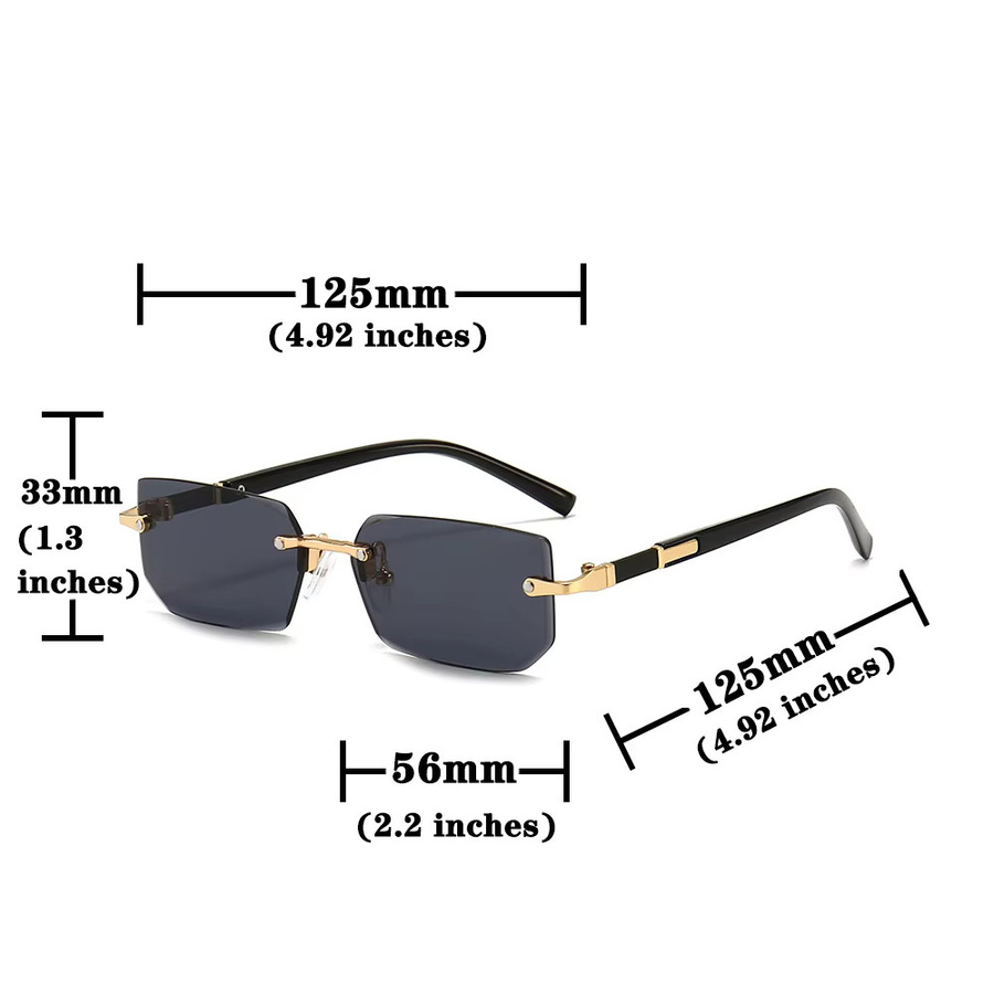 Sonnenbrille, randlos, rechteckig, Metall, Unisex - Bild 2