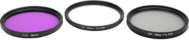 Andoer Glaslinsenfilter-Set UV CPL FLD für DSLR-Kameras mit Aufbewahrungstasche, Grau - Bild 1