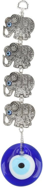 TOMTOP JMS Glücksbringer Elefanten Ornament mit blauem Auge als Hängende Dekoration aus Legierung und Glas in Grau und Blau - Bild 1