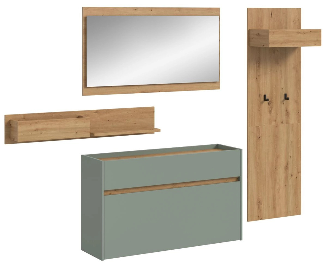 4-tlg. Garderobe Set Borga von Inn.Furn in Salbei und Eiche, modern, Höhe: 205 cm, Breite: 192 cm, Tiefe: 32 cm - Bild 2