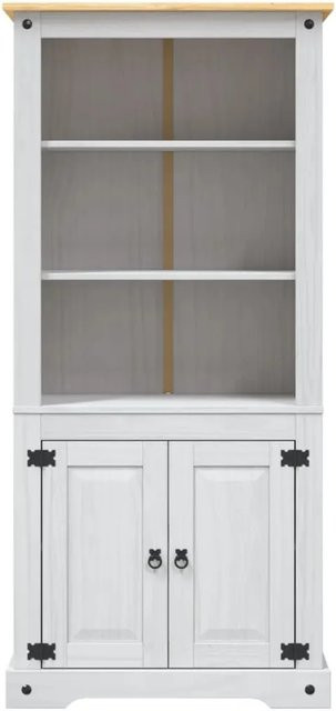 vidaXL Buffetschrank Mexiko-Stil aus Kiefernholz in Weiß und Braun mit gewachtem Finish, B/T/H: 80 x 40 x 170 cm - Bild 1