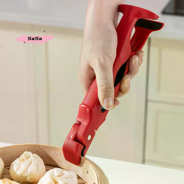 YOWEI 3-in-1 Anti-Verbrühungs-Clip aus Silikon als multifunktionaler rutschfester Tablett- und Schalenhalter für Küche und Haushalt in Weiß oder Rot - Bild 1