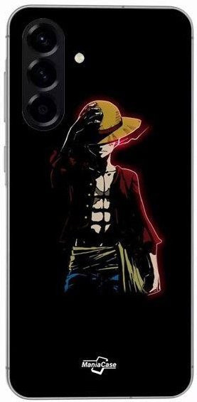 Maniacase Silikon Schutzhülle für Samsung Galaxy A56 mit One Piece Manga Anime Ruffy Design in Schwarz - Bild 1