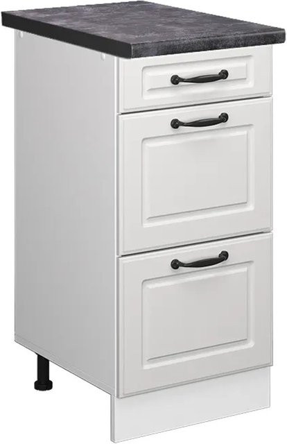 Vicco Küchenunterschrank R-Line in Weiß Landhaus-Stil mit Schubladen in Anthrazit, B/T/H: 40 x 60 x 81,6 cm - Bild 1
