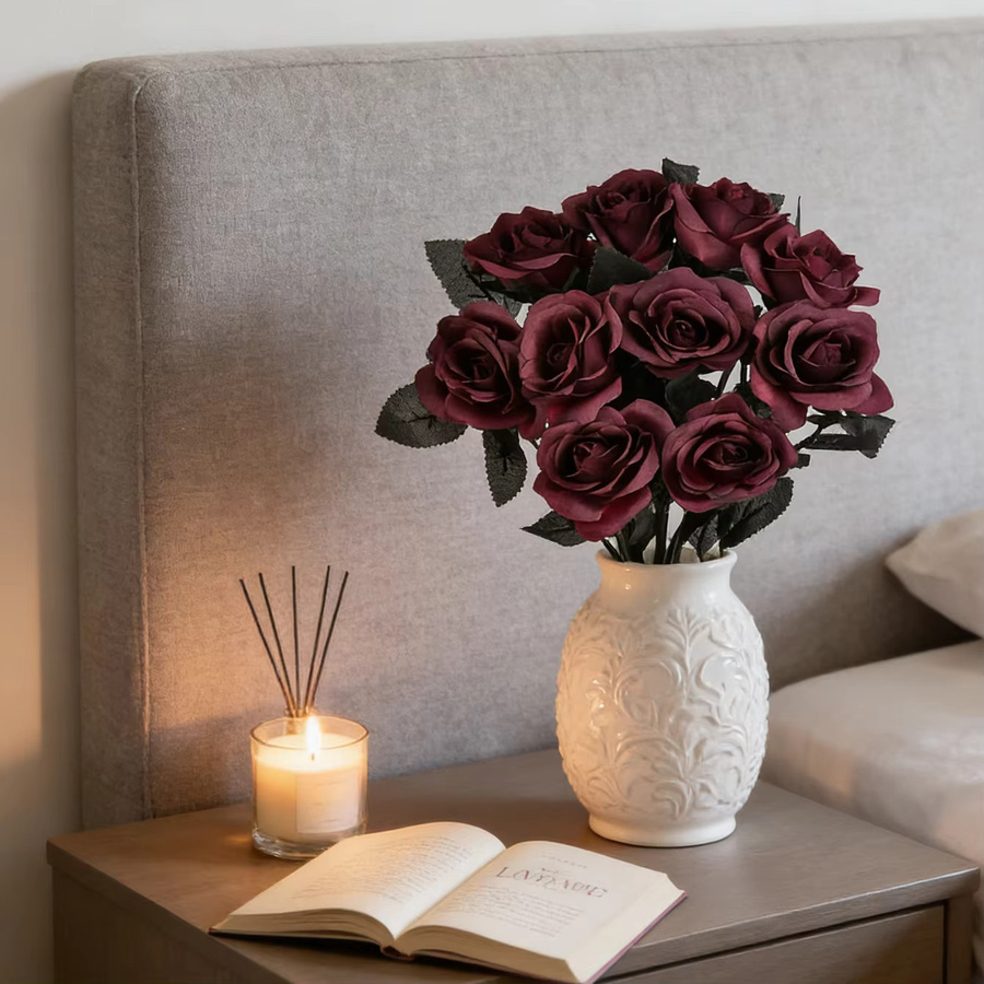 Künstliche Seidenrosen in Rot als Dekofloristik für Brautstrauß, Vase oder Hochzeit und Muttertagsgeschenk - Bild 4