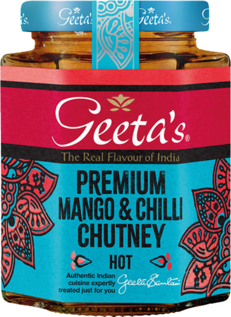 Geeta's Mango & Chilli Chutney Hot 230 g - Bild 1