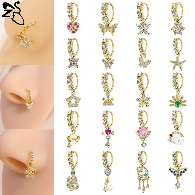 ZS Nasenring, Gold, Edelstahl, Zirkonia, Damen, 8 mm - Bild 1