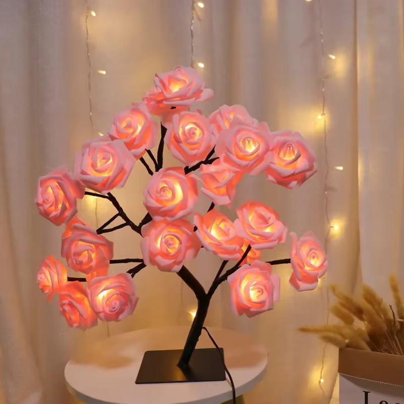 OKAL RED EAST LED Rosen-Schreibtischlampe mit 24 integrierten LEDs als Nachttisch-Nachtlicht - Bild 1