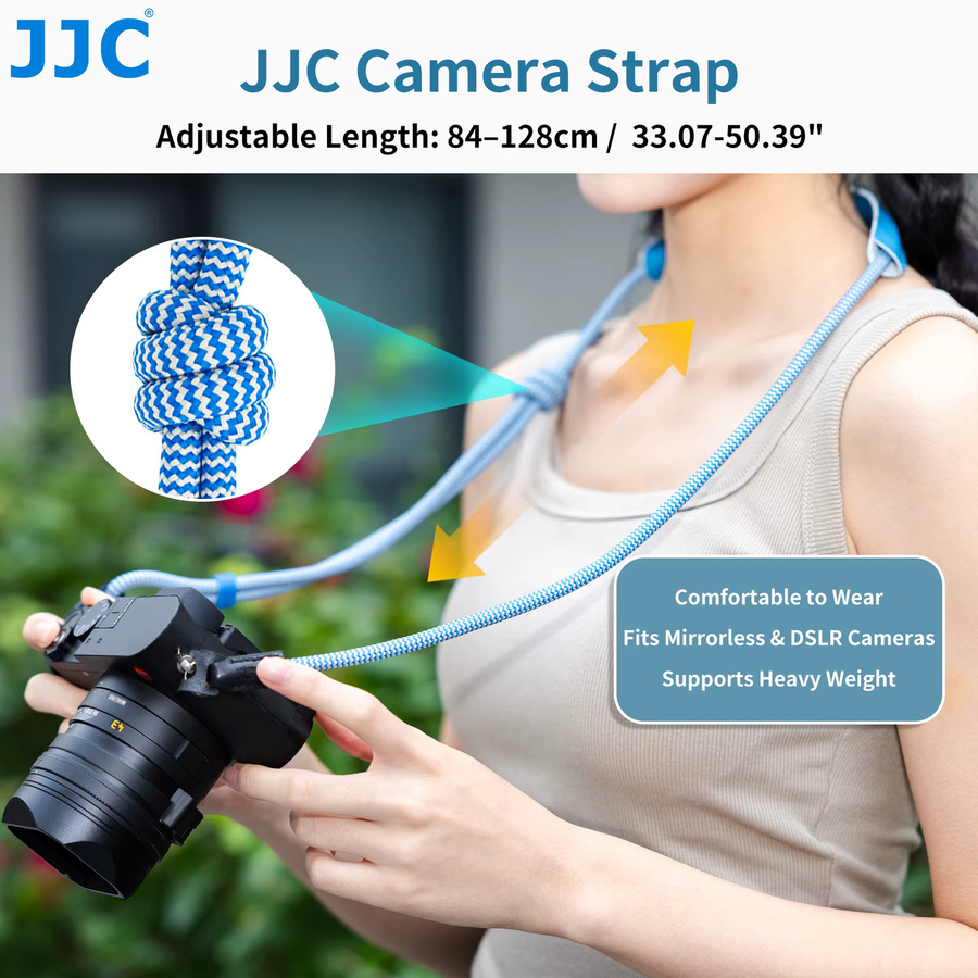 JJC Vintage Geflochtener Seil-Kameragurt für Fujifilm X100VI X-T30 III II XT50 XT-5 X-T4 X-T3 XE5 X100F und Sony A7 V A7V A7M5 in Orange oder Blau - Bild 2