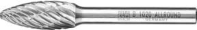 PFERD Hartmetall Hochleistungsfrässtift ALLROUND Flamme B in Silber, Durchmesser: 10 mm, Länge: 25 mm, Schaft-Durchmesser: 6 mm, universal grob - Bild 1