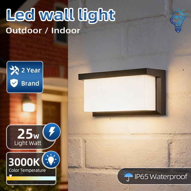 CHUANGYANG LED Außenwandleuchte IP65 Wasserdicht Modern Rechteckig in Schwarz oder Weiß - Bild 1