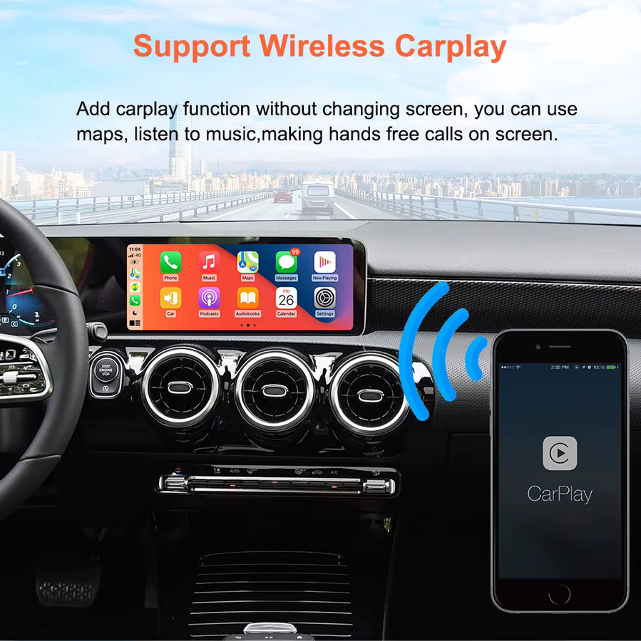 Bonroad Wireless CarPlay und Android Auto Interface Modul für Mercedes A B C E Class CLS CLA GLA GLB Class NTG6.0, Schwarz - Bild 4