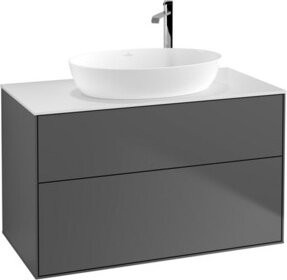 V&B Waschtischunterschrank Finion mit Wandbeleuchtung, Farbe: Weiß und Anthrazit, B: 100 cm, T: 50,1 cm - Bild 1