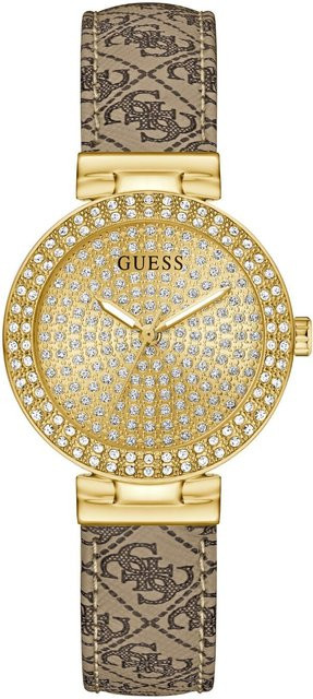 Guess Damenuhr Ivy, Quarz, Edelstahl, Gold, 32 mm, Leder - Bild 1