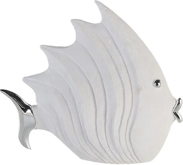 Gilde Figur Fisch in Weiß und Silber, moderne Tischdekoration, Breite: 26 cm, Höhe: 29 cm - Bild 1