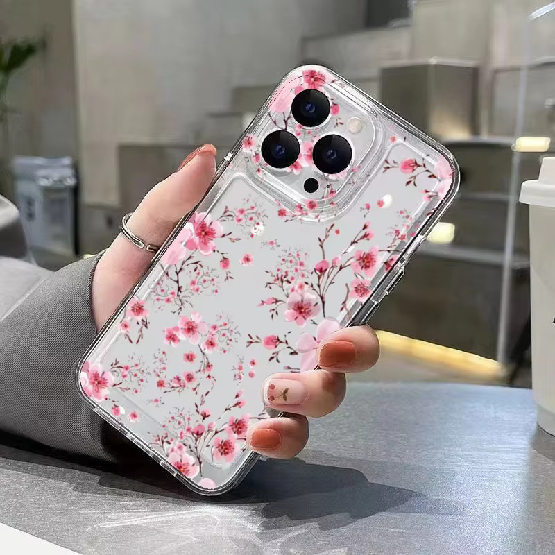 Xiaomi Handyhülle mit Kirschblütenmuster, transparente Stoßfänger-Schutzhülle für Mi 15/14/13/12/11 Serie und T Pro Modelle - Bild 3