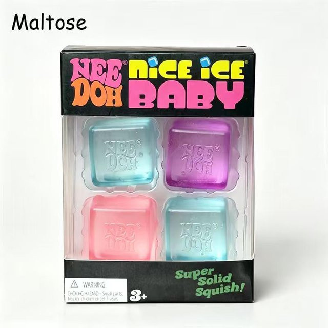 Needoh Nice Ice Mini, Würfel Quetschspielzeug, 4er-Pack, Klar Glitzer, Weich Squishy - Bild 1
