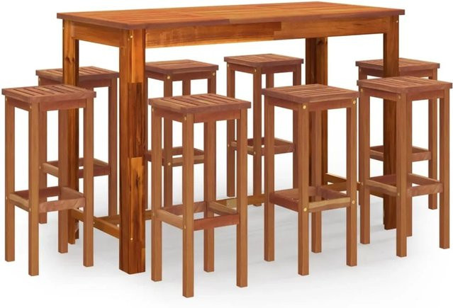 vidaXL 9-tlg Gartenbar-Set aus Akazien-Massivholz in Braun für Garten, Innenhof und Terrasse - Bild 1