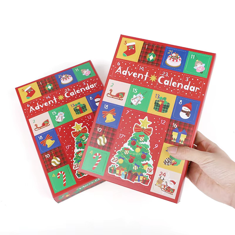 2-teiliges ZQNYCY Adventskalender-Boxen-Set aus Papier mit weihnachtlichen Motiven in Mehrfarbig - Bild 2