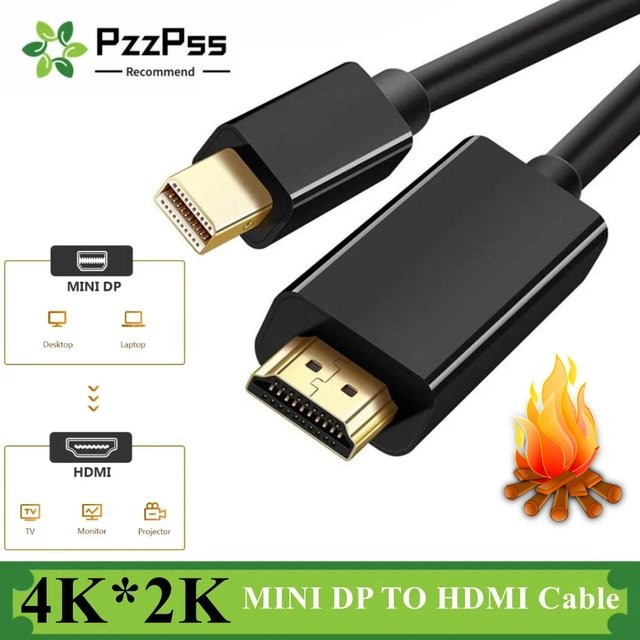 PzzPss Mini DisplayPort auf HDMI Adapter 4K UHD Konverter für MacBook Pro Air in Schwarz oder Weiß - Bild 1