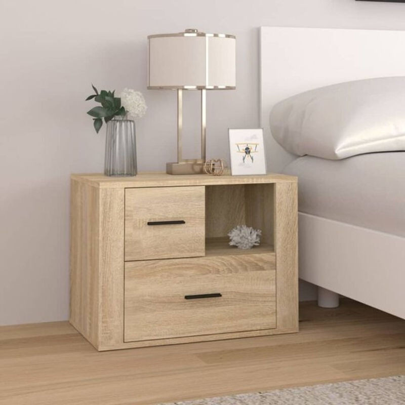 Vidaxl Nachttisch aus Holzwerkstoff in Sonoma-Eiche Natur Braun, B/T/H: 60 x 36 x 45 cm - Bild 1