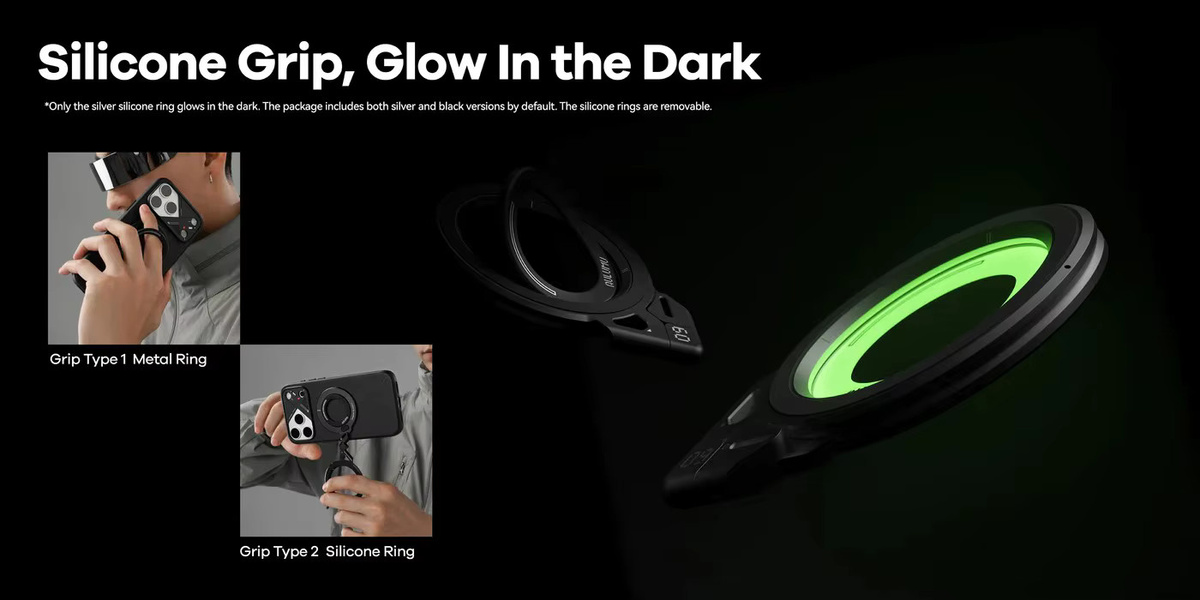 AULUMU Magnetische Ringhalterung G09 in Schwarz, faltbare Ringschnalle mit Leuchteffekt für iPhone und Android-Smartphones - Bild 5