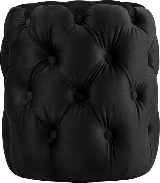 DELUKE Sitzhocker BADOR Polsterhocker aus Samt in Schwarz, B/T/H: 42 x 42 x 46 cm - Bild 1