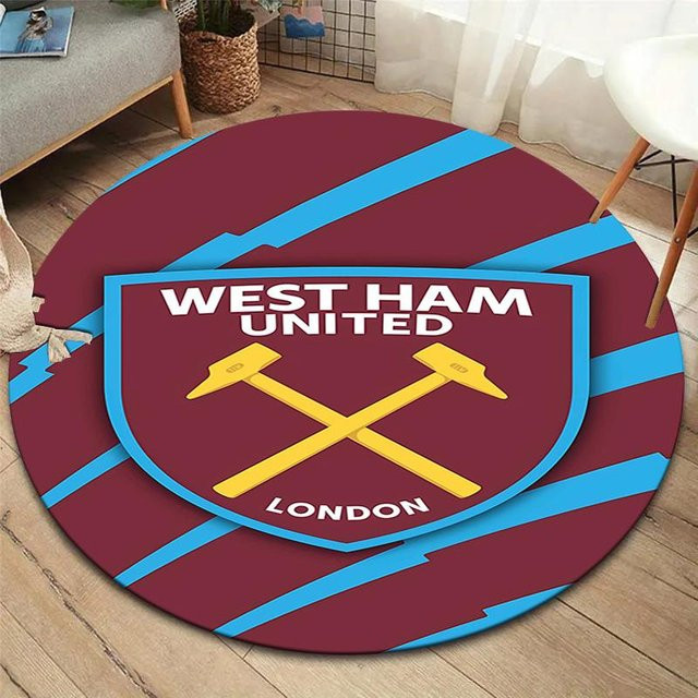 West Ham United Runder Teppich in Claret, Rutschfeste Bodenmatte aus Polyester für Wohnzimmer und Schlafzimmer, Durchmesser: 120 cm - Bild 1