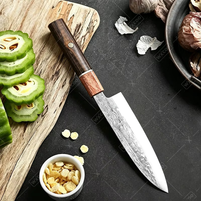 WXCOO Handgeschmiedetes Santoku Japanisches Kochmesser aus Holz mit Schutzhülle - Bild 5