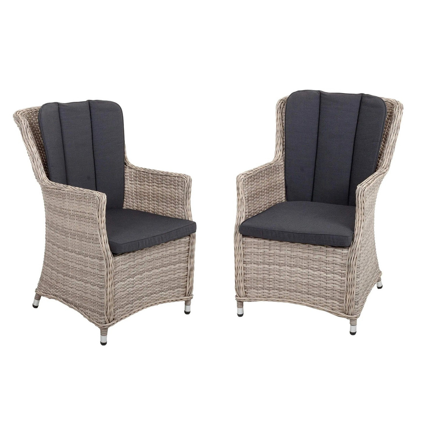DELUKE Gartenstuhl 2er Set ZENO Relaxsessel aus Kunststoff und Aluminium in Sesamgrau mit Armlehnen und modernem Design - Bild 2
