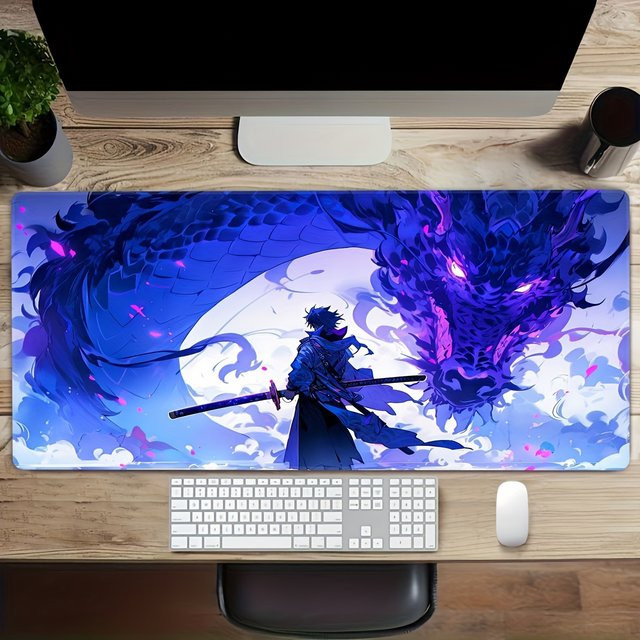 Gaming-Mauspad mit Drachenjungen-Muster in Blau, rutschfeste Anime-Schreibtischunterlage für Gamer - Bild 1
