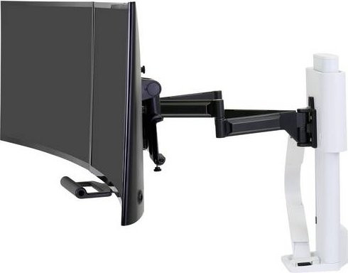 Ergotron TRACE Dual Monitorhalterung Weiß für 2 Displays bis 27 Zoll und 9,8 kg, höhen- und tiefenverstellbar, schwenkbar, drehbar und neigbar mit Tischklemme - Bild 2