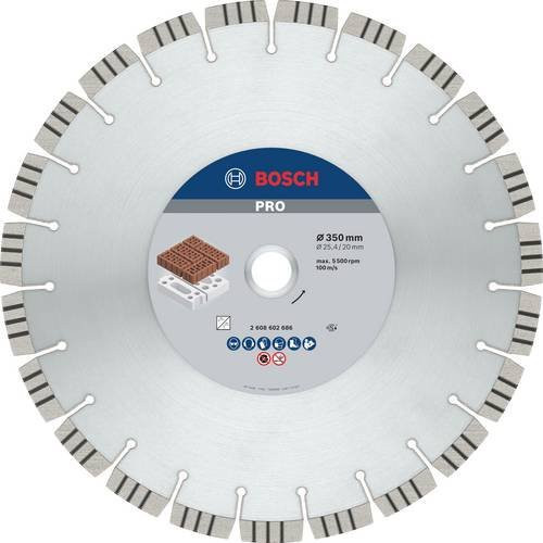 Bosch Diamanttrennscheibe für Beton in Silber, Durchmesser: 350 mm, Bohrungs-Ø: 20 mm - Bild 1