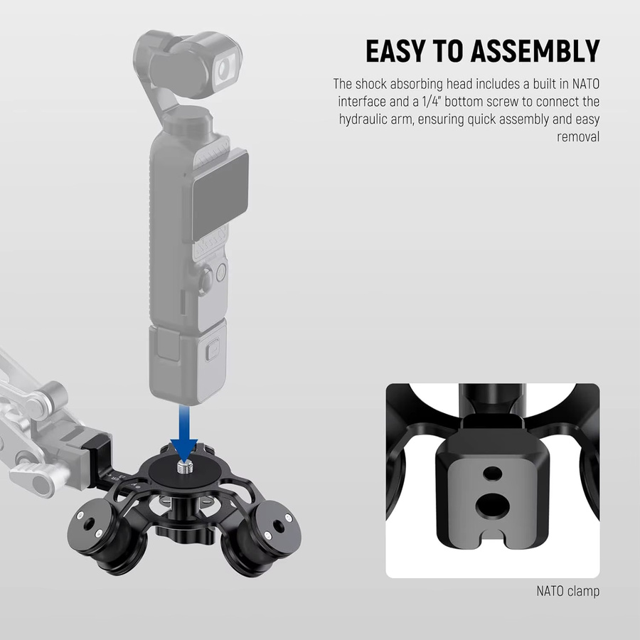 NEEWER Stoßdämpfender Kopf für GA022 Hydraulikarm, Gimbal-Kamera-Autohalterung, kompatibel mit DJI OSMO Pocket 3 - Bild 5