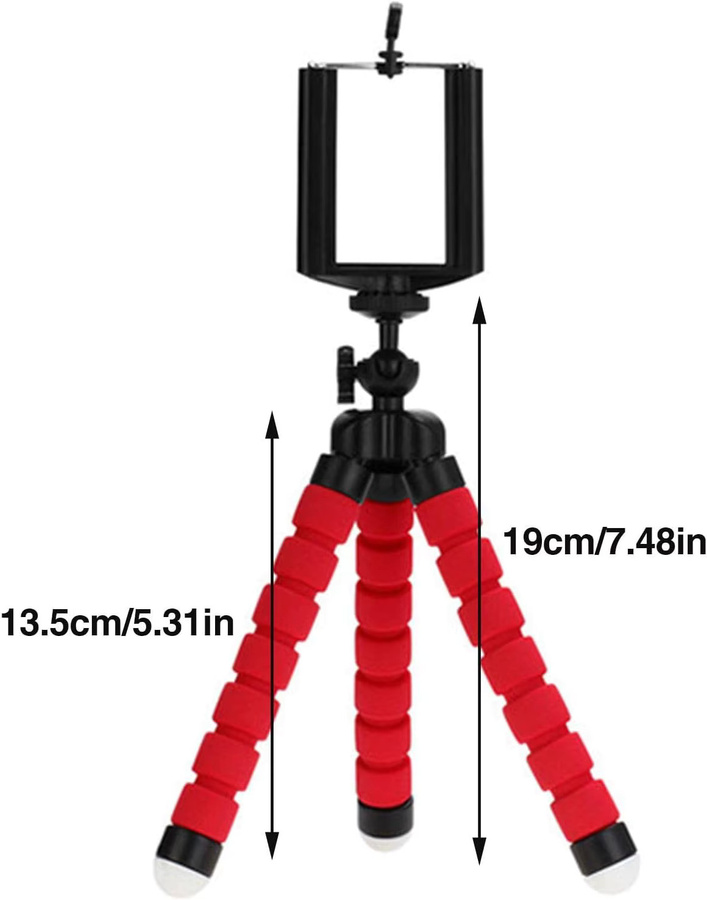 GOT-TOG Flexibles Oktopus-Stativ mit Schwammgriff und 360 Grad drehbarer Halterung für Telefon und Kamera in Schwarz oder Rot - Bild 4