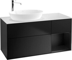 V&B Waschtischunterschrank Finion mit Wandbeleuchtung in Blau lackiert, Breite: 120 cm, Tiefe: 50,1 cm, Höhe: 50,1 cm - Bild 1
