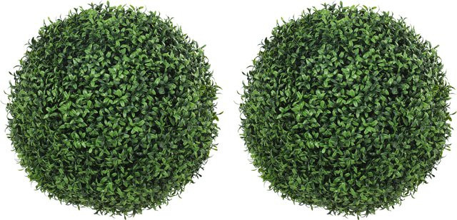 HOMCOM Set mit 2 künstlichen Buchsbaumkugeln in Grün, UV-beständige Topiaren mit 682 Blättern für Innen- und Außenbereiche, Höhe: 42 cm - Bild 1