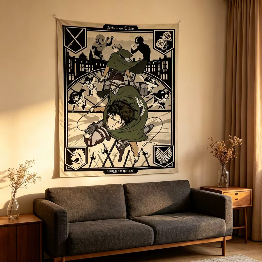Attack on Titan Wandbehang Levi Ackerman Survey Corps Deko-Wandteppich von Bandai in Multicolour - Bild 4