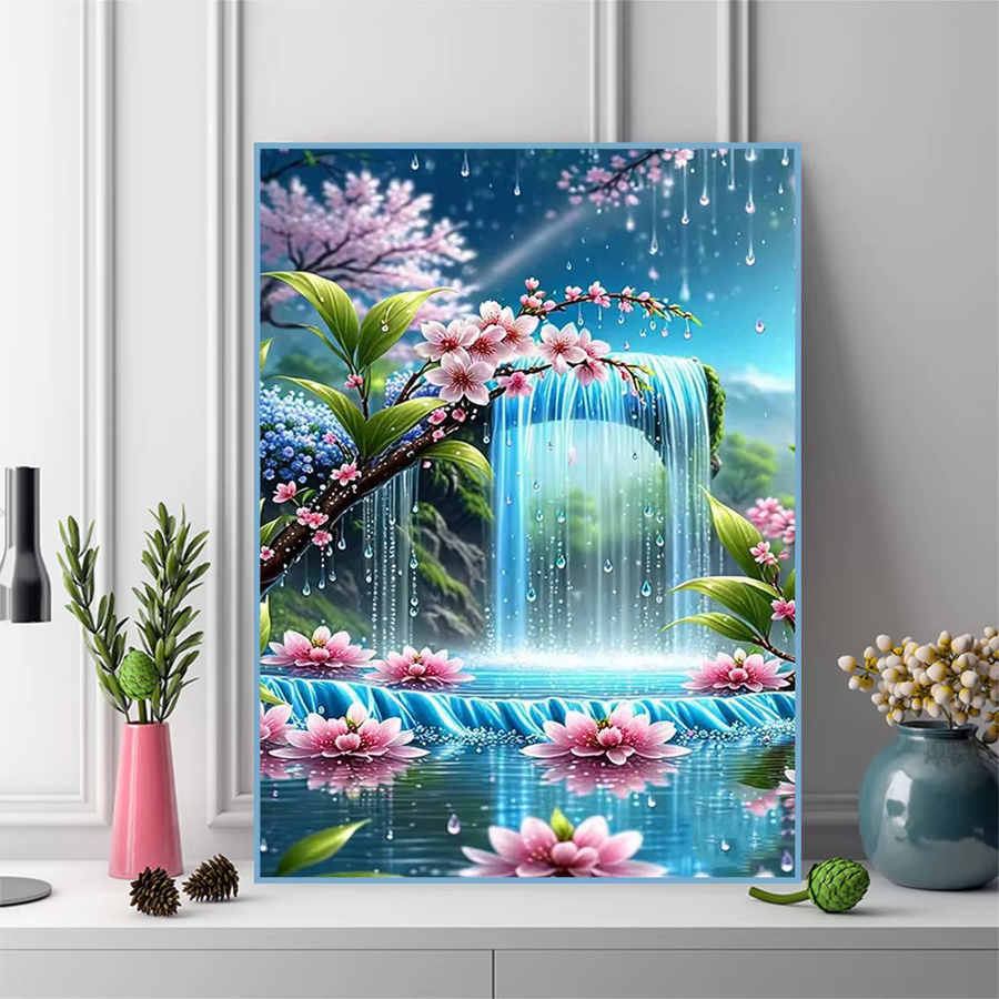 Momoart 5D DIY Diamantstickerei Lotus Blume Mosaik Bild mit bunten Strasssteinen, B/H: 20 x 30 cm - Bild 3