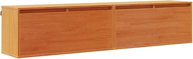 vidaXL Wandschrank aus massivem Kiefernholz mit Tür und Regal, 2er-Set, Wachsbraun, B/T/H: 80 x 30 x 35 cm - Bild 1