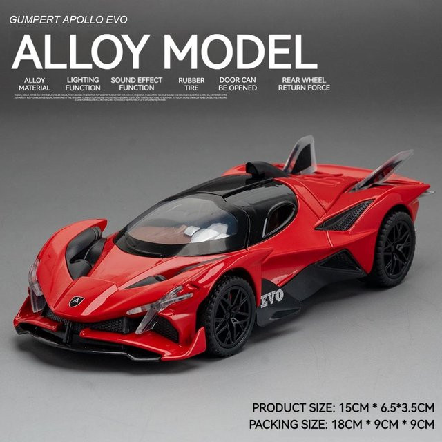 Linyi toy car Apollo Projekt Evo Sportwagen, 1:32, Metall, mit Licht und Sound, ab 14 Jahren - Bild 1