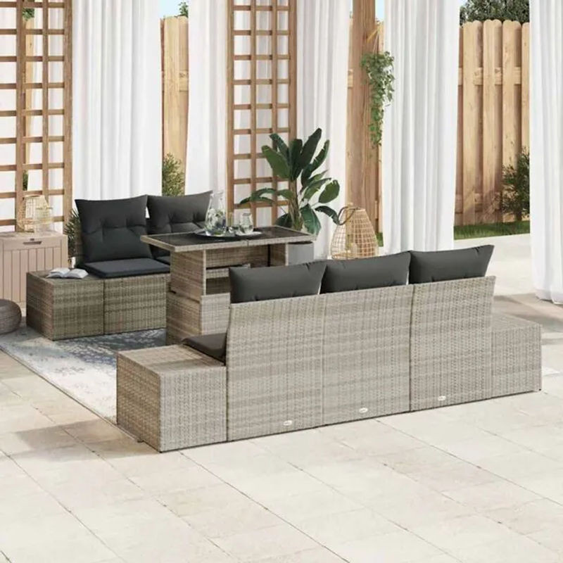 Vidaxl Loungemöbel Garten-Sofa-Set aus Polyrattan mit 6 Kissen in Beige, B/T/H: 100 x 55 x 73 cm - Bild 1