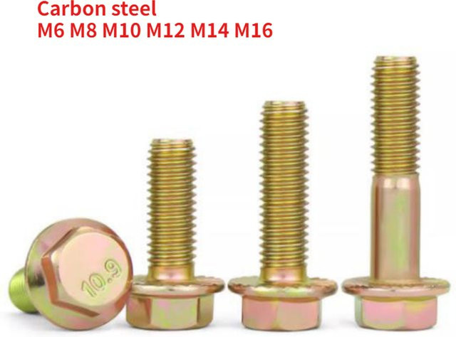 Hochfeste verzinkte sechseckige Flanschschrauben mit Zahnring, Güteklasse 10.9, in Silber oder Gold, erhältlich in den Größen M6 bis M16 - Bild 1