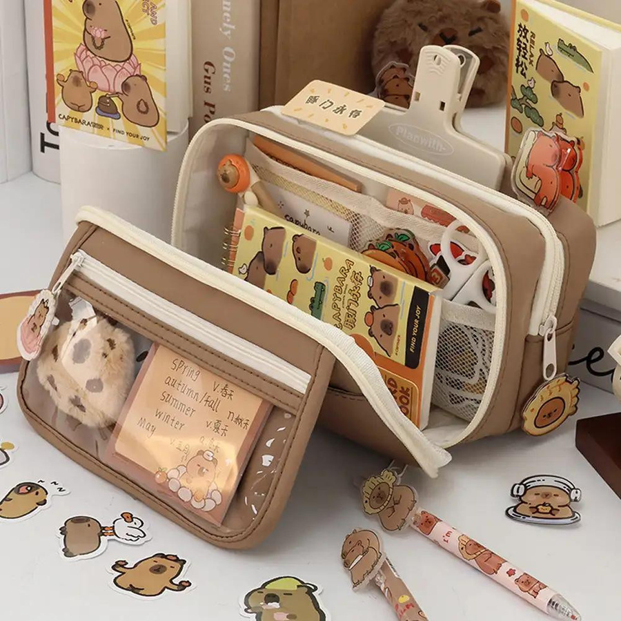 Transparentes Kawaii-Federmäppchen von Yiran Furniture als wasserdichte Stiftbox und Kosmetiktasche für Mädchen, Farbe: Transparent - Bild 3
