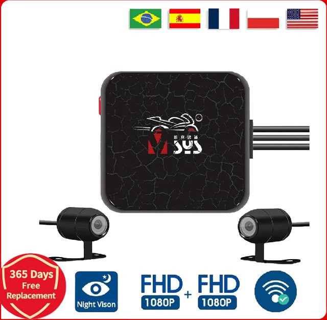 VSYS Dual Action Motorrad Kamera mit Vorne- und Rückansicht, Wasserdichte DVR Black Box mit Nachtsicht, Schwarz - Bild 1