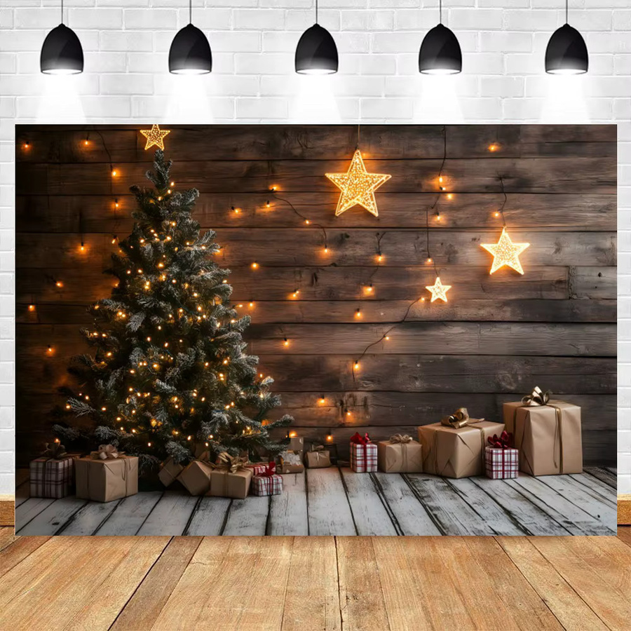 Yeele Weihnachtsbaum Fotohintergrund aus Holz für Baby- und Kinderporträts zur Weihnachtsdekoration - Bild 2
