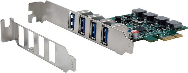 EXSYS USB 3.2 Gen 1 PCIe Erweiterungskarte mit 4 USB-A Ports und 3A Renesas Chip in Silber (EX-11194) - Bild 1
